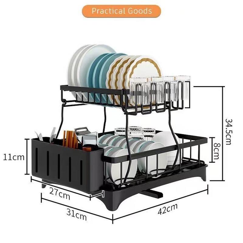 ZISIZ Kitchen Double-Layer Dish Drainer