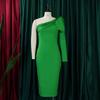 Woman Party Dresses Plus Size Xxxl One Shoulder Long Sleeve Package Hips Mid Calf Sexy Dress