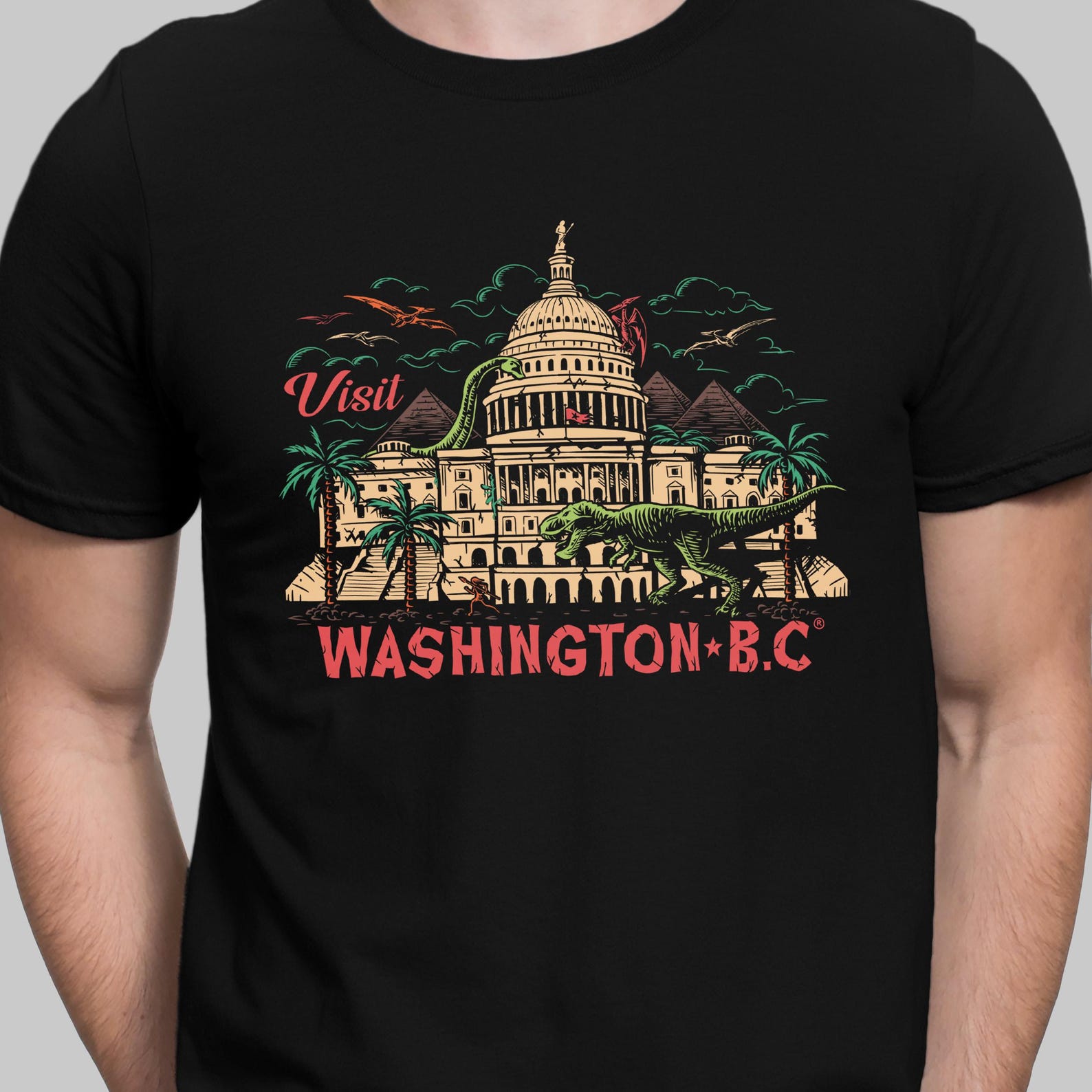 Funny Washington B.C. Dinosaur Parody T-Shirt S