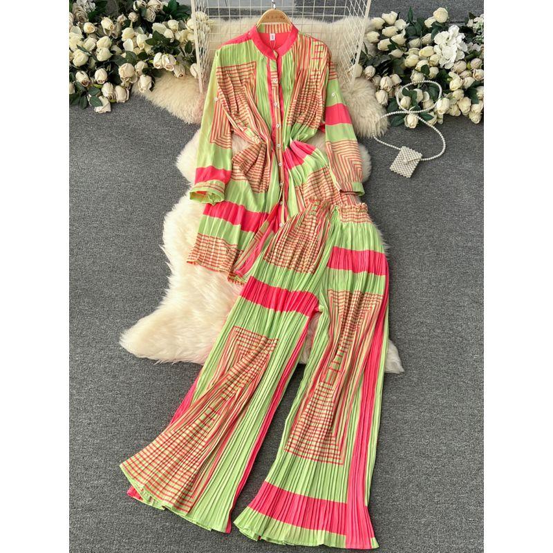 Fashion Wind Lace-up Waist-Controlled Casual Wide-Leg Trousers Tops