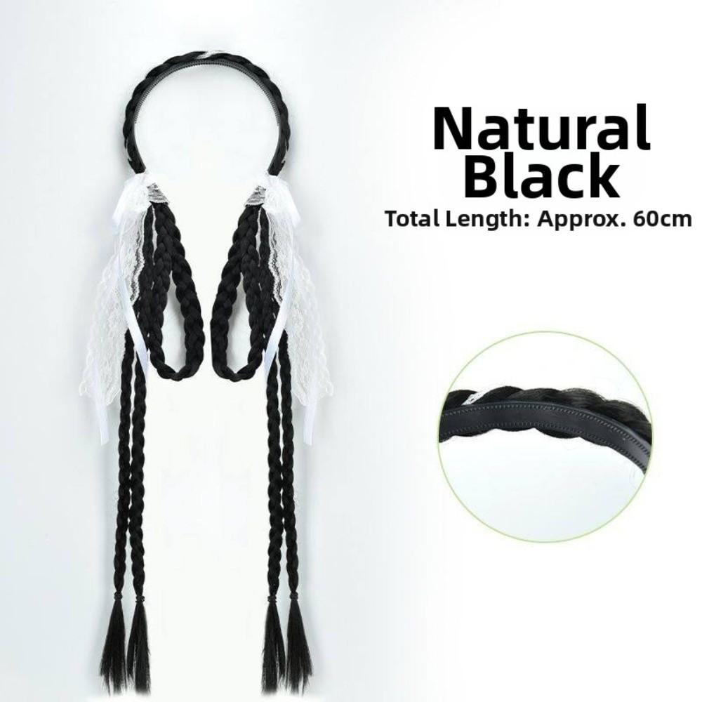 Synthetic Bunny Ear Headband Ponytail Ballet Style Long Pony Tail Hairpieces  Cosplay