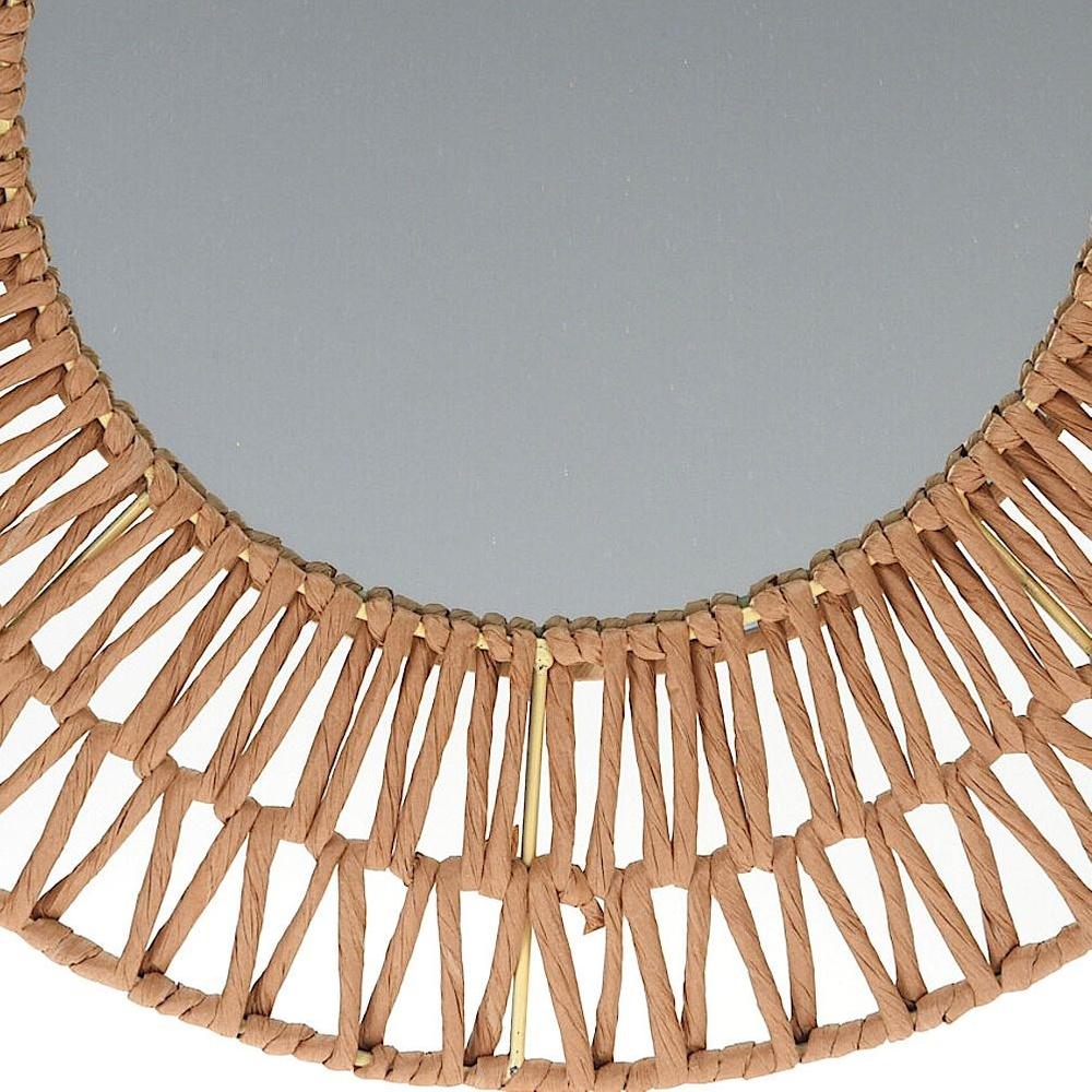 Lustro Ścienne Wiszące Okrągłe Koło Plecione Ozdobne Dekoracyjne Boho 45 Cm