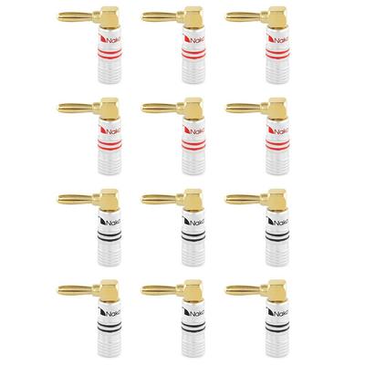 Nakamichi Excel Series 24K Gold Plated Banana Plugs 12 AWG 18 AWG Gauge Size 4mm Speaker Amplifier AV Stereo Home Theater Audio Wire Cable Screw