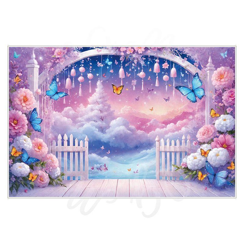 Balloon Cartoon Background Fabric  Children's Birthday Party Decoration Background Wall Fabric  Pet Photography Background Fabric