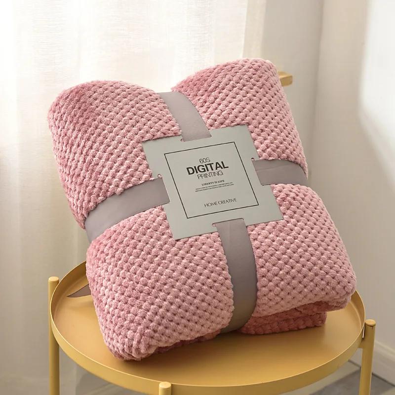Thicken Solid Throw Blanket Fluffy Plaid Sofa Blankets King Size Coral Fleece Bedspread For Kids Pet Home Travel Textile