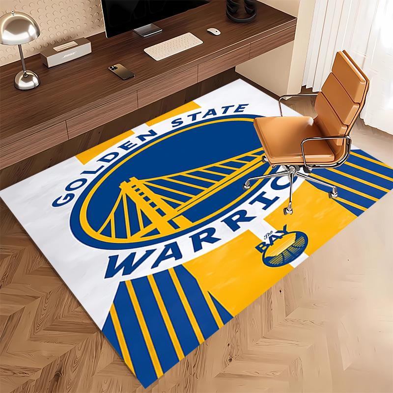 1ks Koberec s potiskem loga Golden State Warriors - Měkký, Omyvatelný, Protiskluzový vnitřní koberec, Dekorativní koberec do obývacího pokoje, Domácí kanceláře, Kancelářský dekorativní