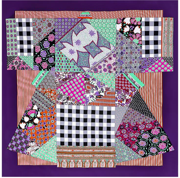 Luxury Brand Square Silk Scarf New Geometric Matchwork Plaid Winter Scarf Fashion Shawls Wrap 130*130cm Ladies Silk Scarves