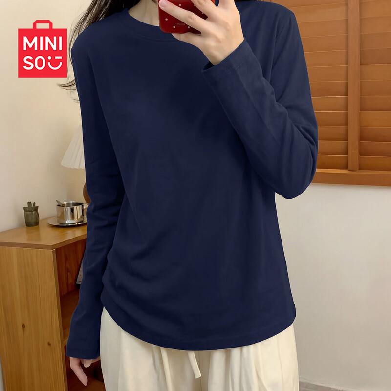 MINISO Women's 2026 Spring Pure Cotton Long Sleeve T-Shirt