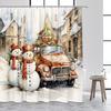 Niedlicher Schneemann Weihnachts-Duschvorhang Vintage Bauernhof-LKW Weihnachtsbaum Elch Winterwaldlandschaft Heim Badezimmer Dekoration Duschvorhänge