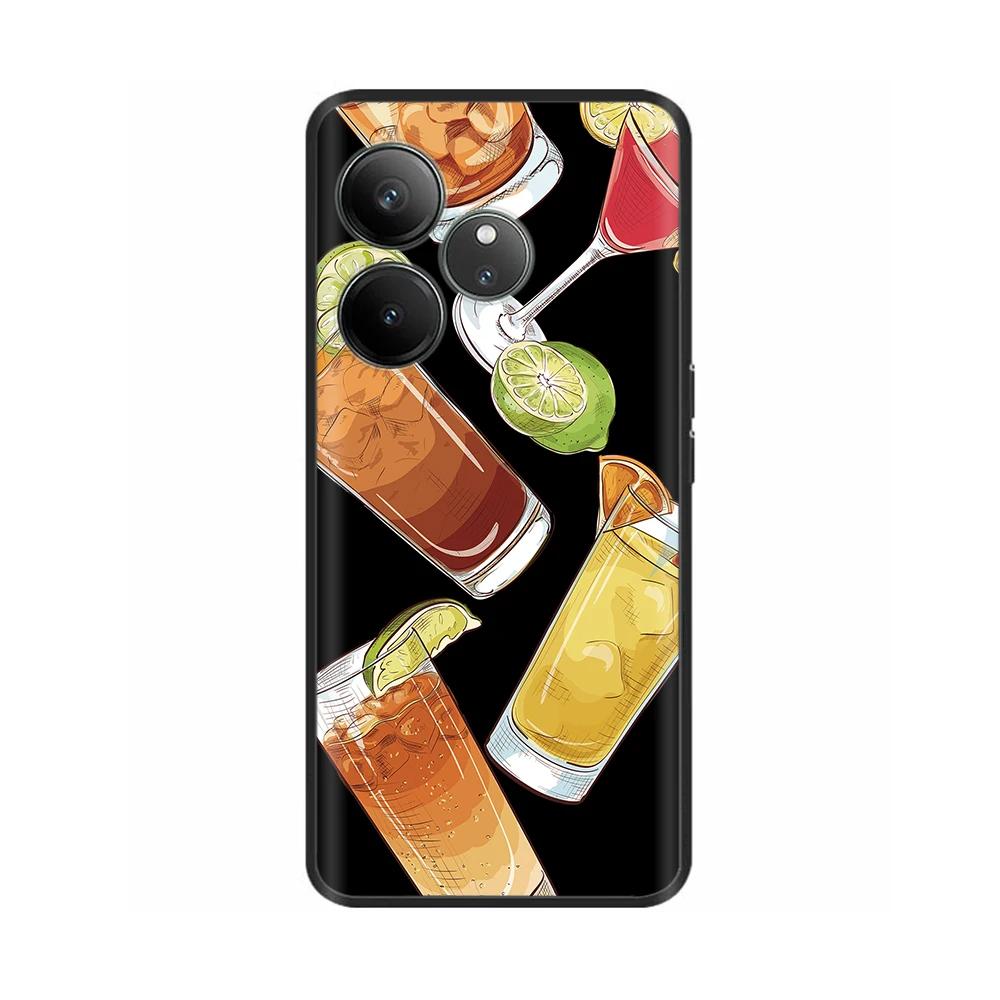 For Realme GT 6 GT 6T Case Black Silicone Luxury Bumper Cute Soft TPU Phone Cases For Realme GT6 5G Cover Shells Coque 6.78''