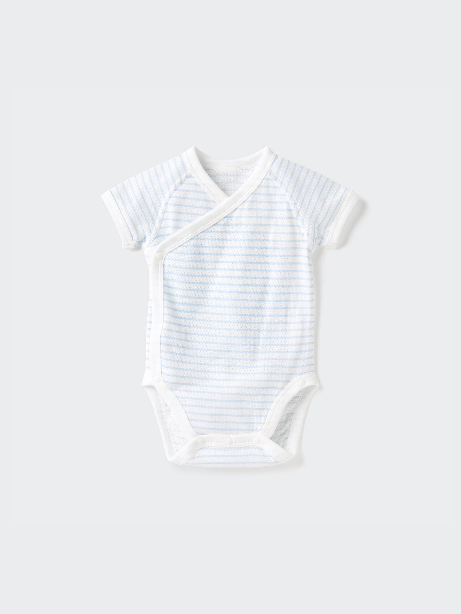 

Uniqlo Bn Хлопковый сетчатый внутренний комбинезон с коротким рукавом, однотонная кайма 60 см 60 LIGHT BLUE/BABY 60