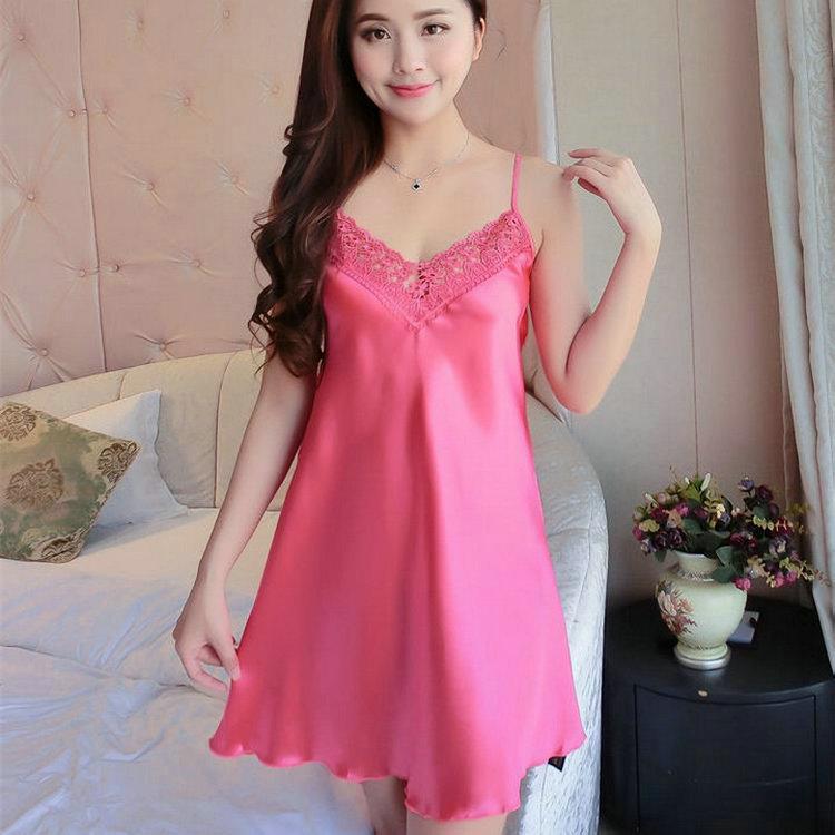 Girls' Adjustable Lace Satin Slip Nightgown: Cute & Sexy Mesh Design