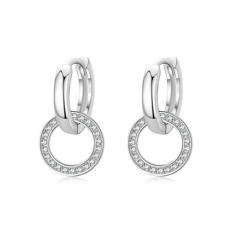 

Modian Rose Gold Color Circle Drop Earrings Classic 925 Silver Round Clear CZ Dangle Earring For Women Wedding Jewelry