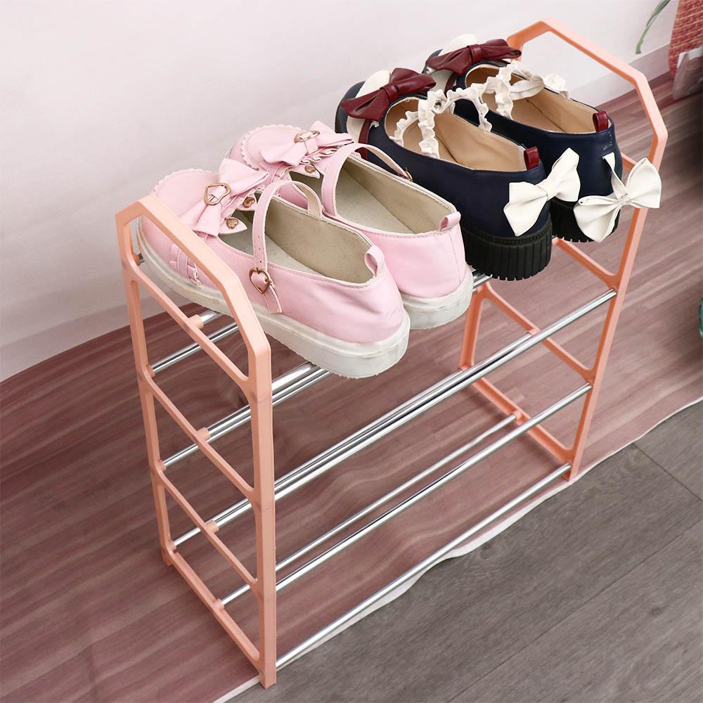 Trapezoid Assembly Shoe Rack Plastic Assembly Shoecase Simple 4 Tiers Shoe Cabinet  Dorm Room