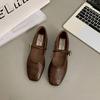 2025 spring new square head light mouth thick heel single shoes one word buckle French retro Mary Jane shoes women's shoes