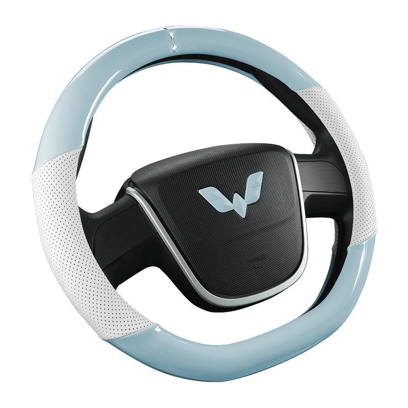 Glossy White Stain-Resistant PU Steering Wheel Cover for Hongguang MINI 2022