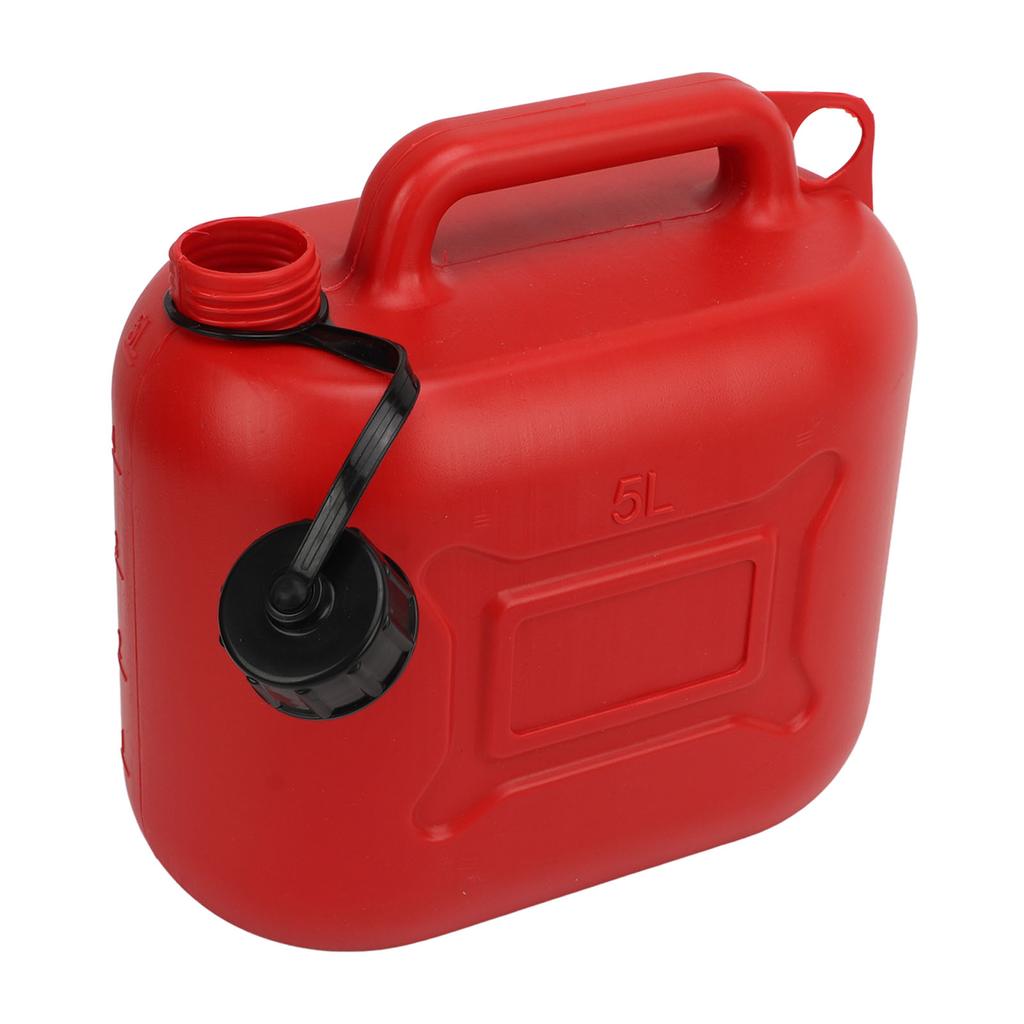 Gas Can 5L 1.3 Gallon ABS Leakage Free Red Portable Gasoline Container with 27cm Outlet Pipe