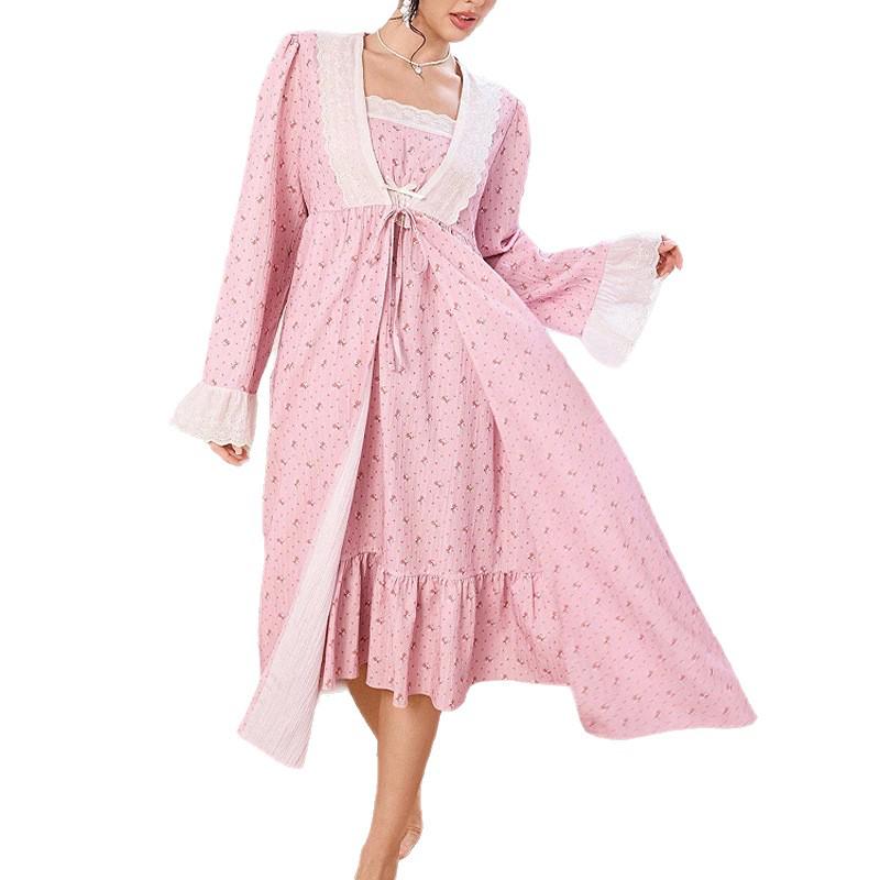 Sweet Floral Lace Ruffle Camisole & Pajama Set for Women - European & American Spring/Autumn Style