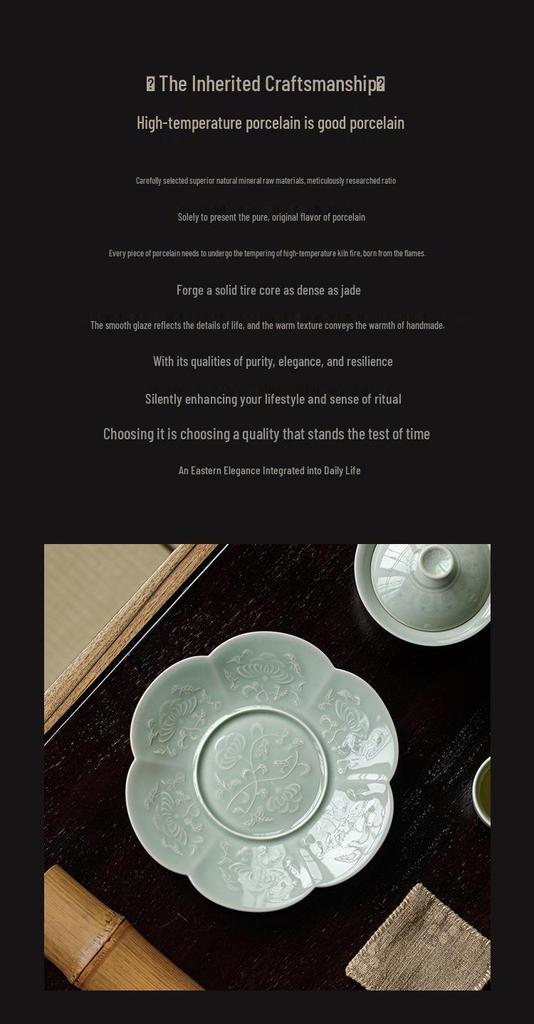 Guanlan Six-Petal Ceramic Teapot Stand & Snack Plate