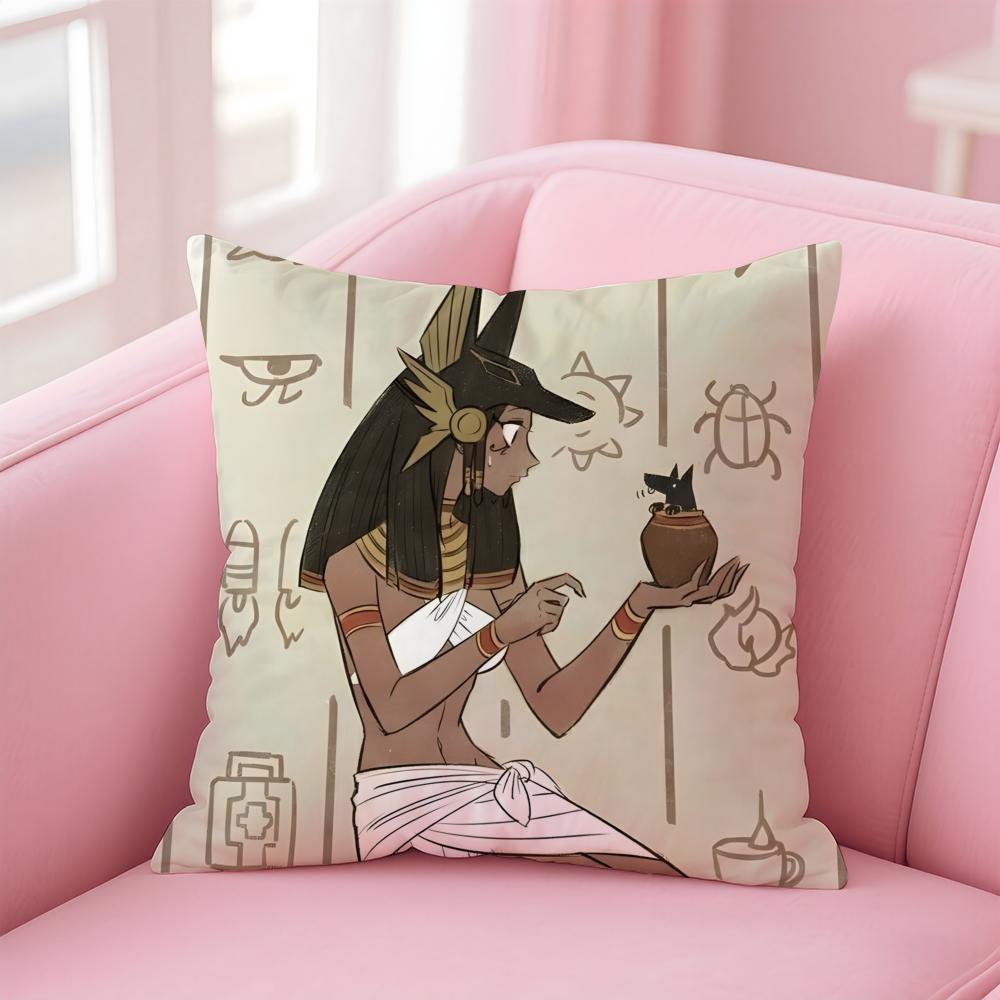 Cartoon Ancient Egyptian Cushion Cover Linen Pillowcase Cover Soft Decor for Sofa Home Room