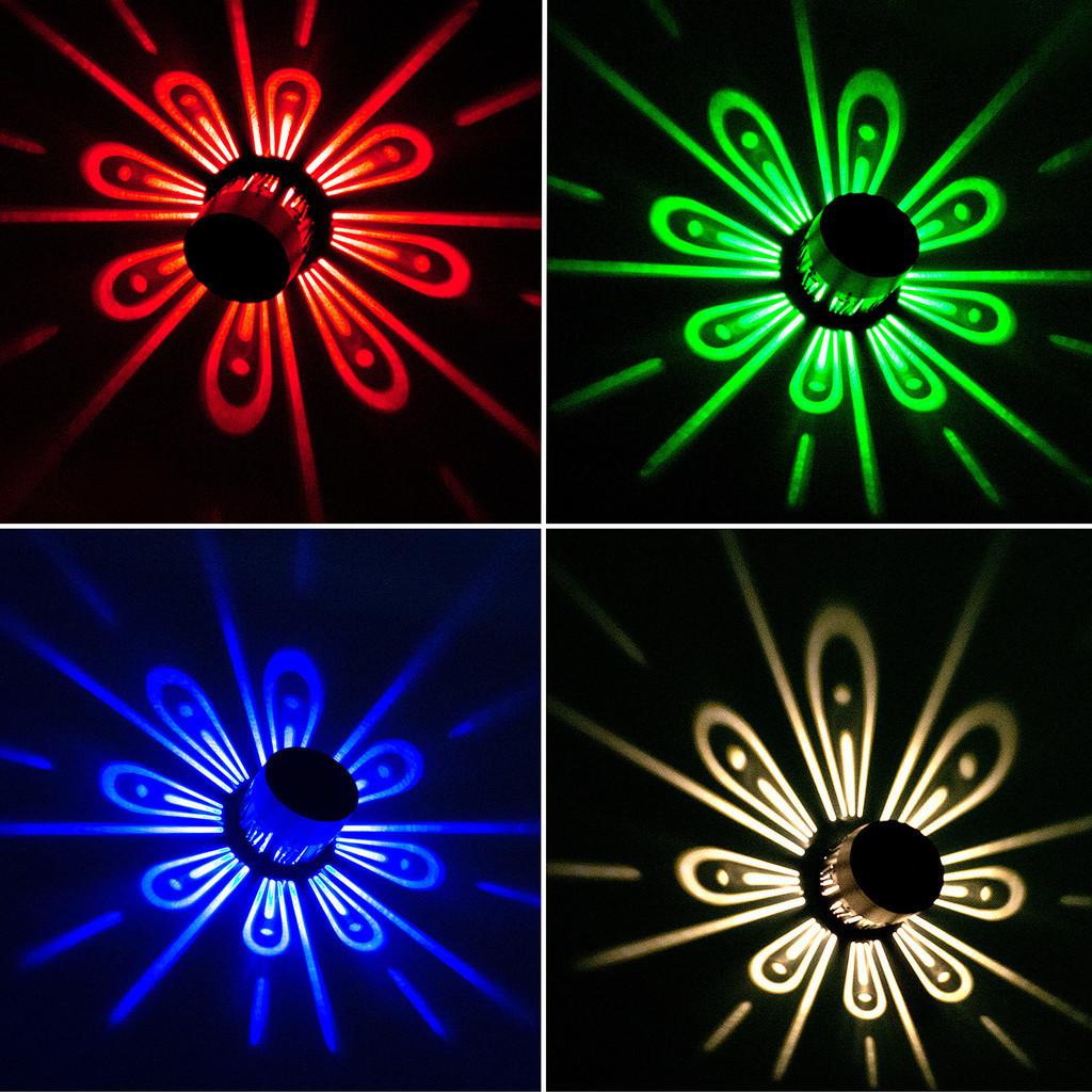 Waterproof Solar Led Garden Wall Light With 360 Degree Projection Peacock Pattern