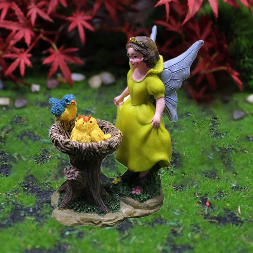 

Мультяшная цветочная фея, фигурка, сделай сам, ландшафтный дизайн, садовая фея, птица, украшения, домашний декор