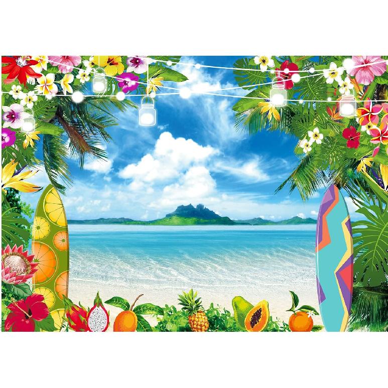 CHAIYA 7x5ft Summer Hawaiian Beach Photography Backdrop Tropical Luau Palm Floral Photography Background for Birthday Baby Shower Party Decorations