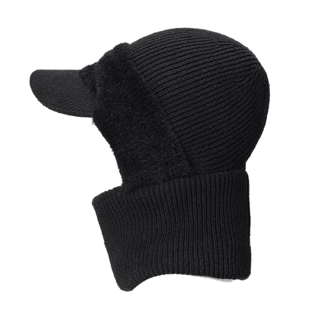 Unisex Winter Warm Knit Balaclava with Brim Neck Warmer Outdoor Cap