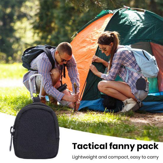 Accessoires Camping Molle Portable - 9x11cm - Nylon Résistant - Avec Mousqueton - Pour Monnaie, Clés, Camping Pochette Edc