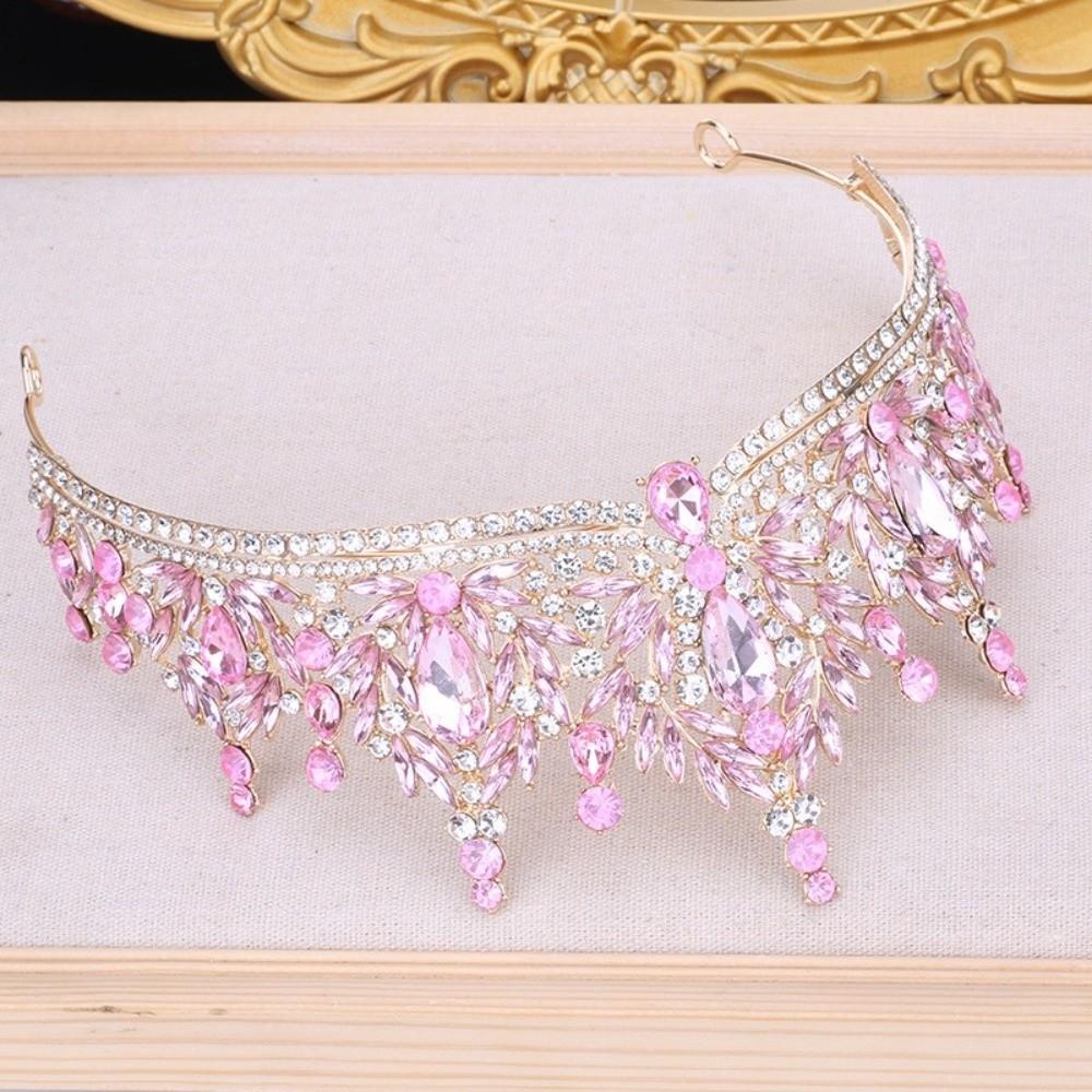 Vintage Rhinestone Queen Princess Crown Baroque Sparkling Bridal Tiaras Water Drop Crystal Headband Hair Jewelry Accessories
