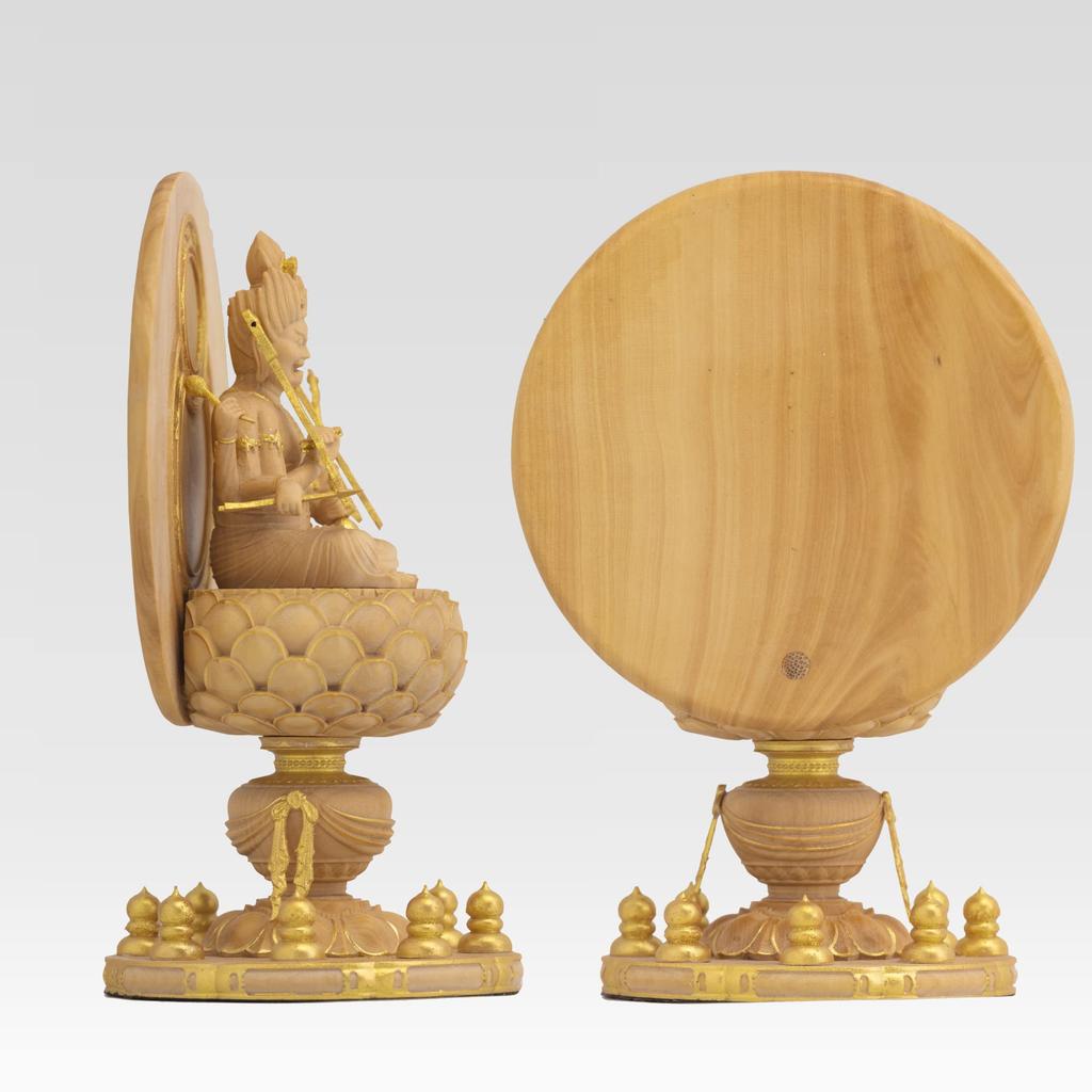 Drobná zlatá hliněná dřevěná ozdoba Buddha Aizen Myoo Aizen Myoo 11,6 cm (Dřevěný buxus, povrchová úprava)Socha Buddhy, postava, řezba, (GSB