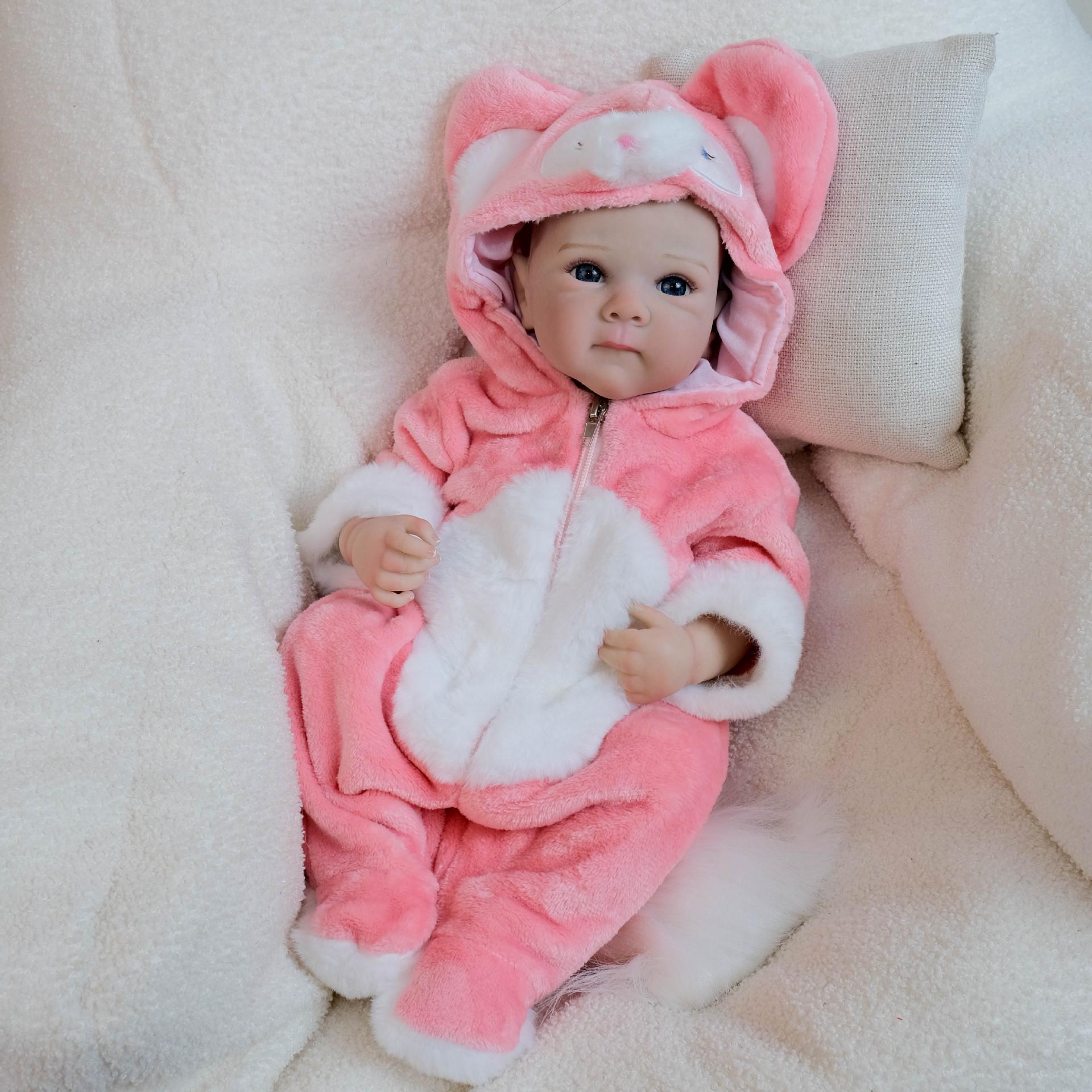 NPK 18-inch Pink Fox Bodysuit Doll - Realistic Holiday Gift for Kids 48 cm vinyl body