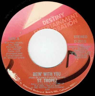 7inch Record SAINT TROPEZ - Bein' With You D2011 Destiny Enterta 1982 US Soul/Funk Used