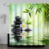 Tenda Doccia Zen da Spiaggia Fiore di Sedum Meditazione Paesaggio Zen Verde Tenda Doccia Impermeabile Set Decorazione Bagno Casa