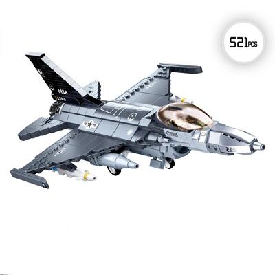 Serie militare WW2 Seconda Guerra Mondiale F16 Jet da combattimento multiuso Modello fai-da-te Blocchi di costruzione Giocattoli di mattoni Regali