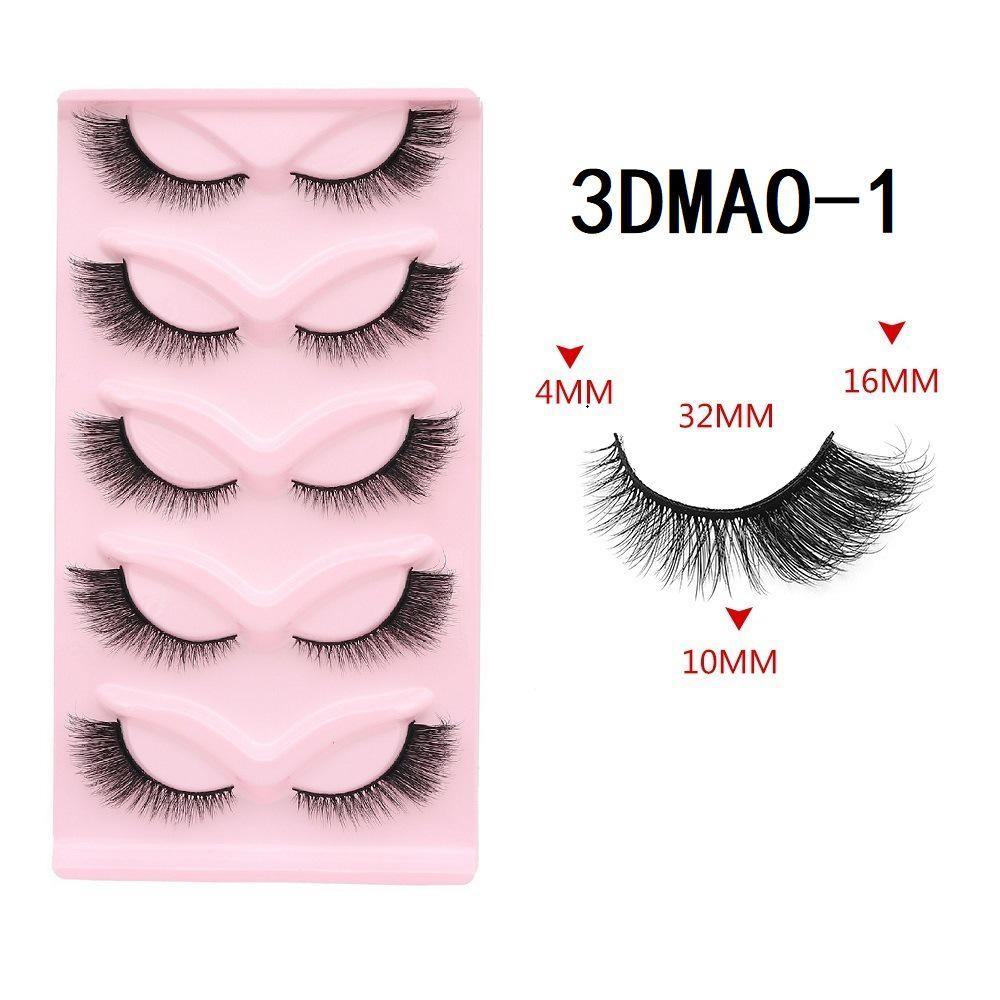 3D Cat Eye False Eyelashes - Dense Tail Lengthening Style, Pack of 5 Pairs