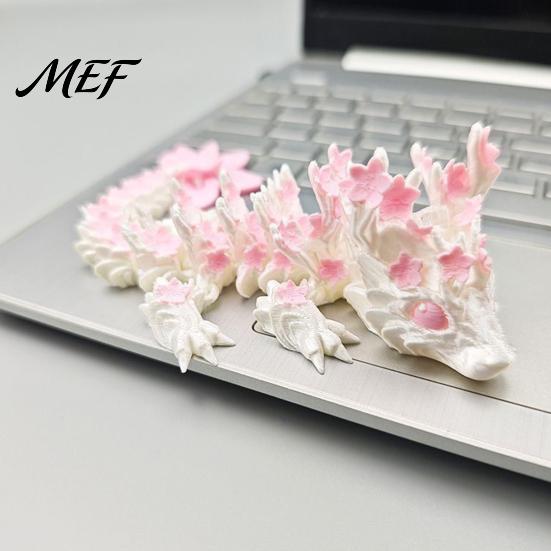 3D Printed Mythical Creature Cherry Blossom Dragon Toy, Articulated Flower Figurine, Flexible Fantasy Animal Toy Movable Joints Model for Desk
