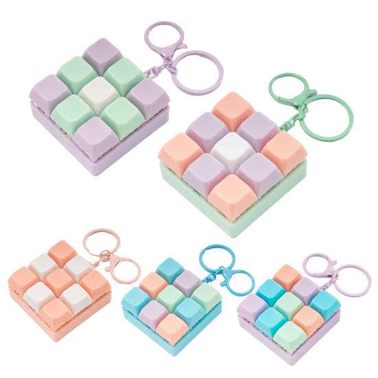 9-Keys Fidget Keyboard Keychain Stress Anxiety Relief Keyboard Clicker Keychain Portable