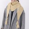 Knitted Wool Blend Scarf - Luxurious Cashmere Feel Triangle Shawl Women Thick Warm Winter Accessory