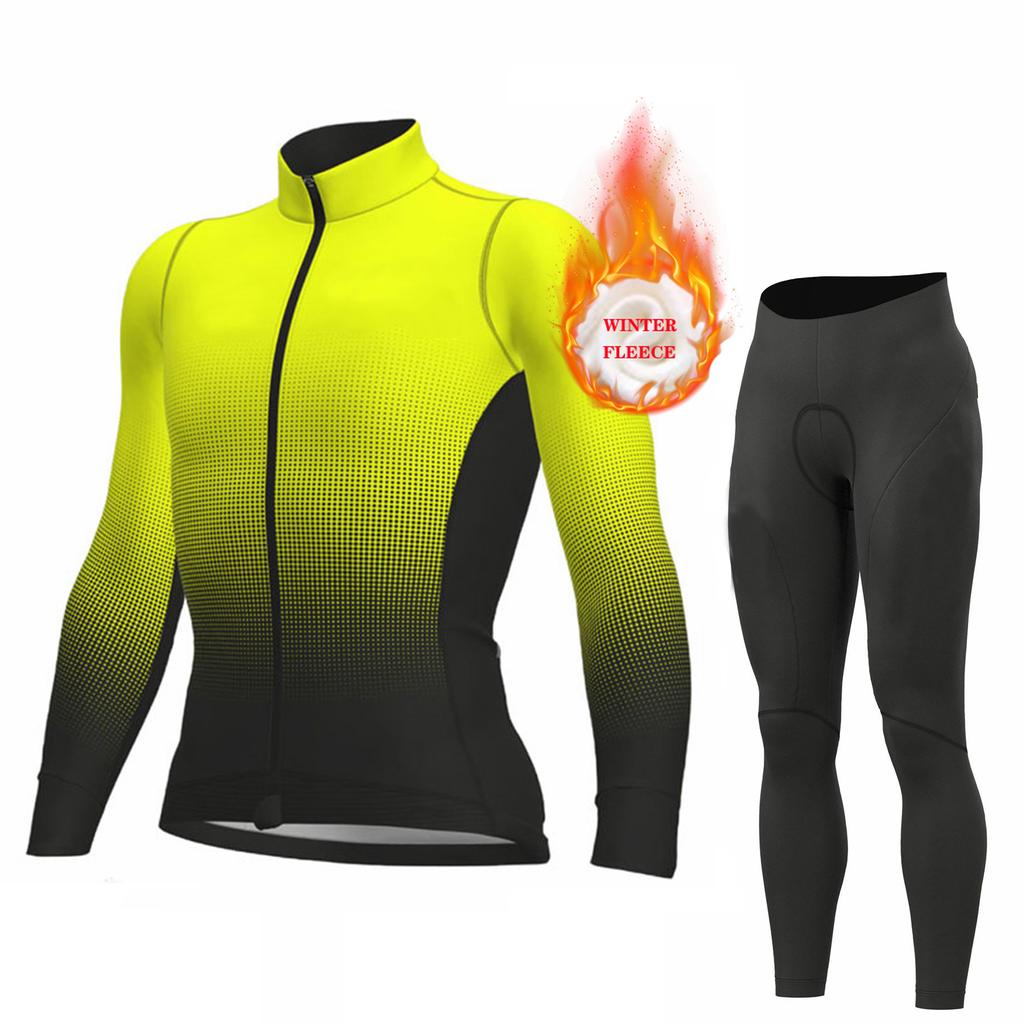 2026 Winter Warm Cycling Clothing Set Long Sleeve Thermal Fleece Cycling Jersey Set Bib Pants Ropa Ciclismo Bicycle Clothing MTB Bike Jersey Uniform