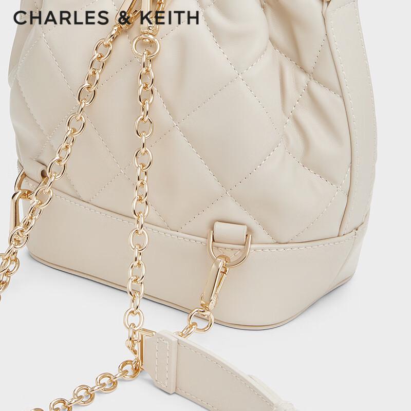 CHARLES & KEITH Quilted Chain Shoulder Bucket Bag