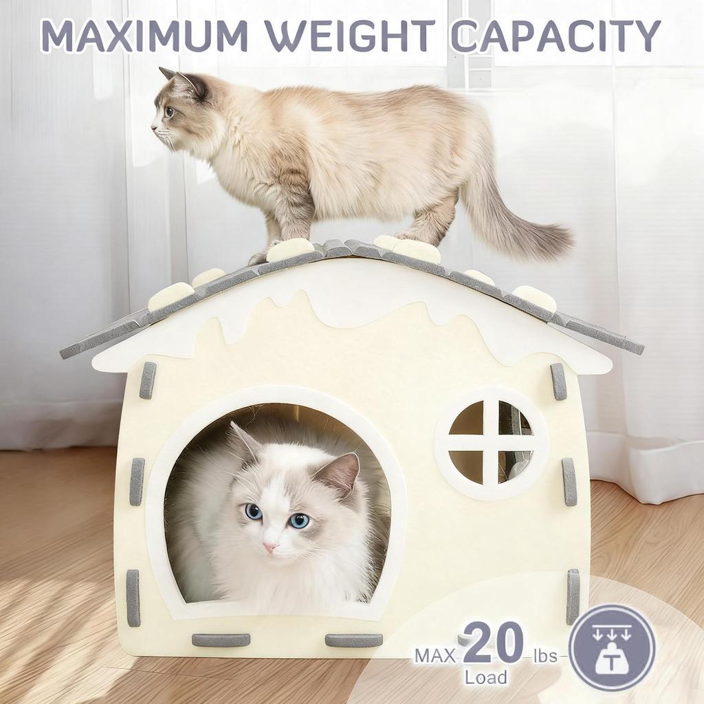 Felt Cat Sleeping Bed Foldable Cat Cat Sleeping and Playroom Cave Pet Accessories for Winter Travel Car Camping Desk