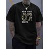 European Sizes Men's Casual Short Sleeve T-Shirt with English Letter Print - Breathable Crew Neck Summer Tee Suitable for Casual Attire