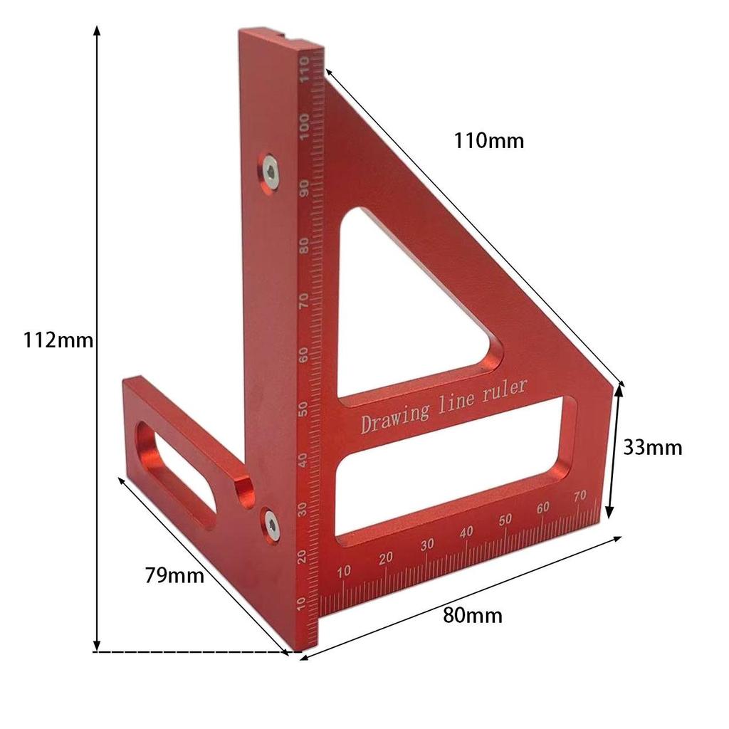 Multifunctional Aluminum Right Angle Triangle Woodworking Ruler