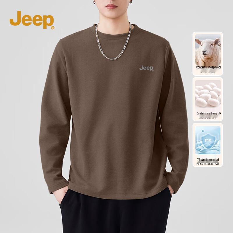 JEEP Men s Crew Neck Thermal Fleece Long-Sleeve T-Shirt M