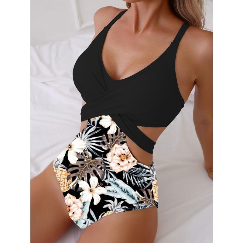 Women's New Print Hollow-lace Sexy One Piece Bikini Swimsuit