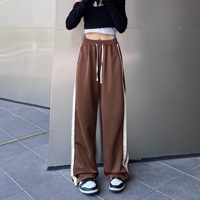 

[Толстые, на бархатной подкладке] Женские повседневные брюки в полоску в стиле хип-хоп с широкими штанинами XL