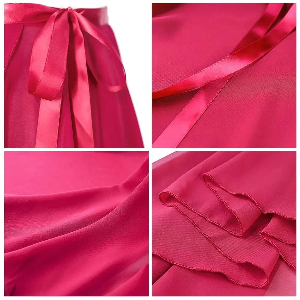 Chiffon Ballet Tutu Dance Skirt Dance Skate Wrap Scarf Gymnastics Ballerina Lyrical Long Ballet Skirt Women Ballet Dance Dress