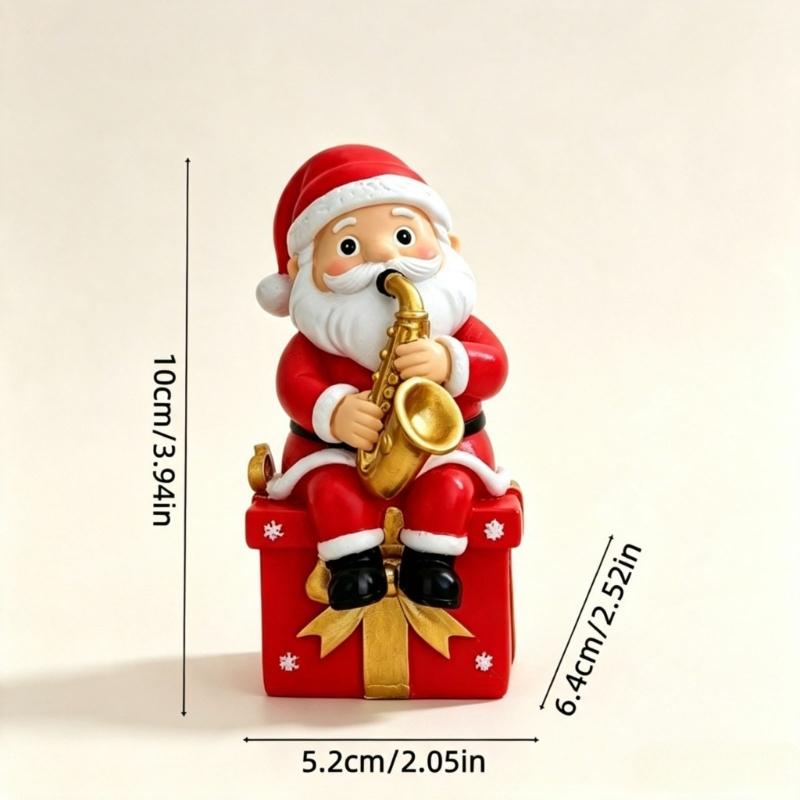 Christmas Figure with Santa Theme for Desk Shelf Hallway and Window Display Holiday Gift Accent Indoor Home Use