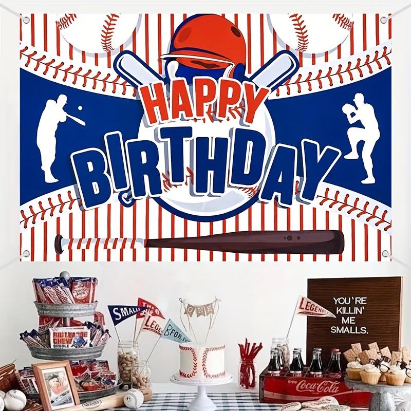 Sfondo Happy Birthday Baseball in Poliestere - Decorazione per Festa a Tema Sportivo per Casa o Stanza - Perfetto per Celebrazioni di Compleanno